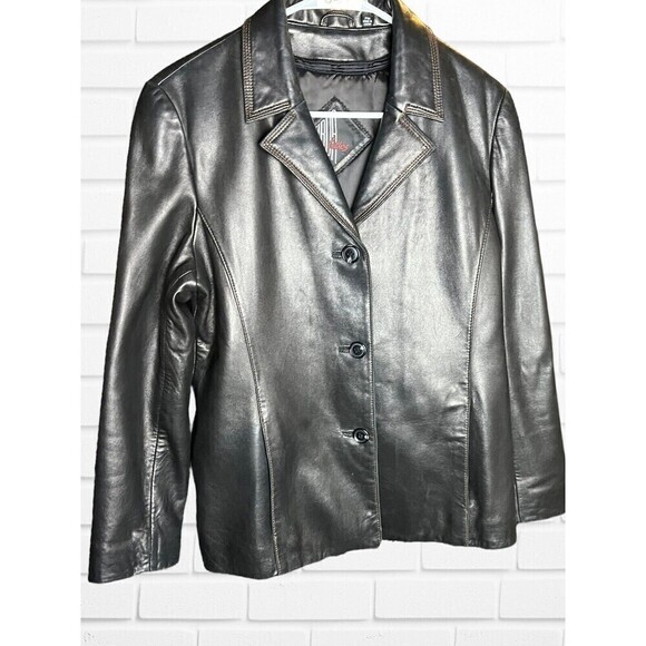 Tibor Leathers‎ Women's Petite Medium Leather Jacket Buttoned - Picture 1 of 16